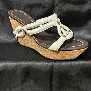 Cole Haan White Patent Cork Wedge Platform Heels Shayla